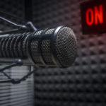 Professional microphone in radio studio