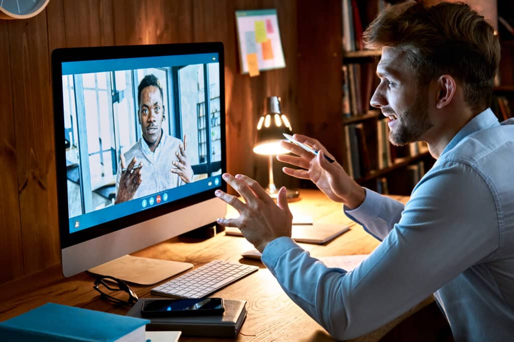 example of a simple interview format featuring two people on a video call