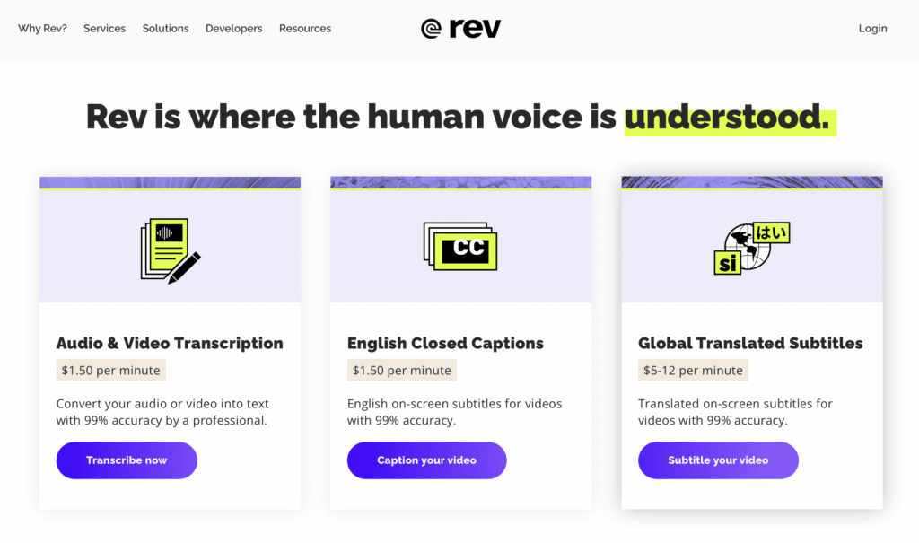 Preview of Rev.com
